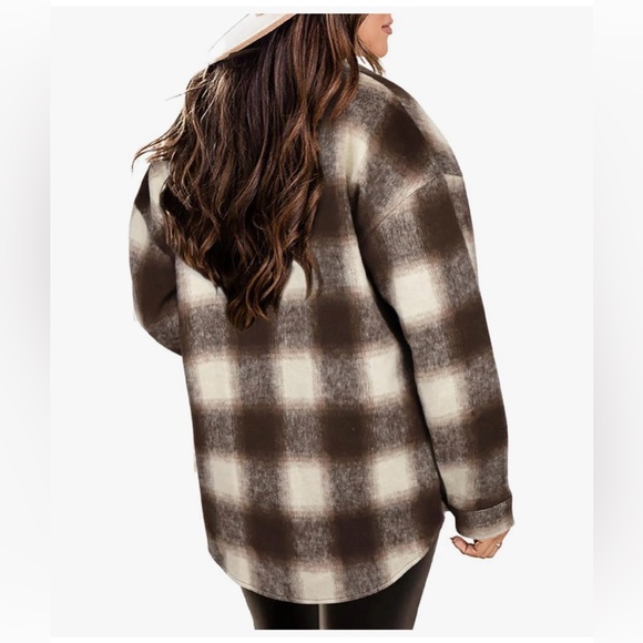 NWT BLACK/WHITE/BROWN MULTI COLOR FLANNEL SHACKET JACKET-S - Picture 3 of 17